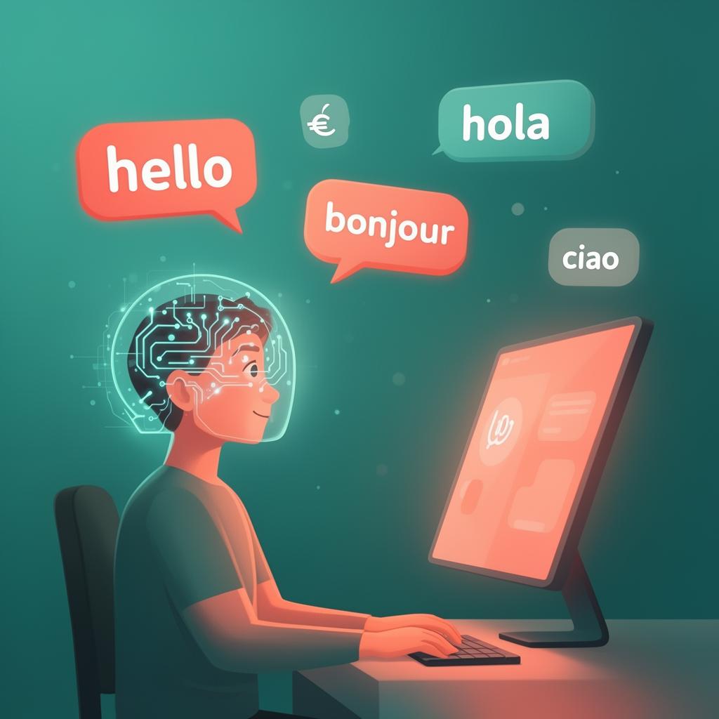 Persona conversando con un tutor de idiomas con inteligencia artificial